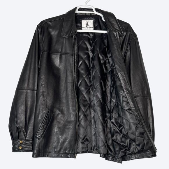 VTG Misty Harbor Leather Jacket Quilted Lining Men's XL Zip Front Pockets - Picture 3 of 9